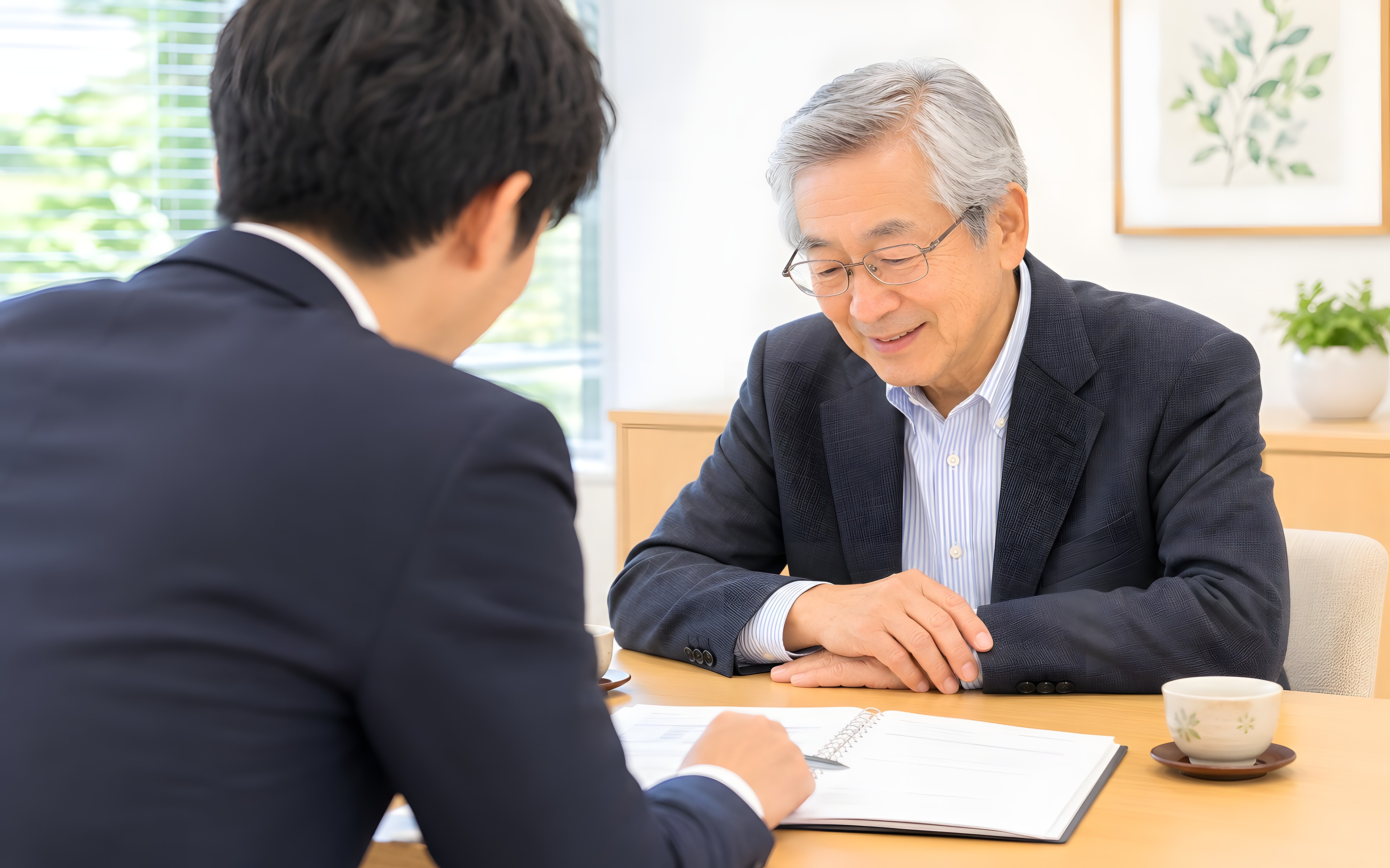 書類⁠を確認している様子